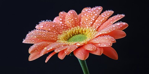 Aufkleber - gerbera with tiny water droplets isolated on black