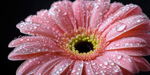 Aufkleber - gerbera with tiny water droplets isolated on black