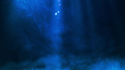 Wall Mural - Magical smoke with stars and glittering dust background. Christmas 4k UHD animated video seamless loop background template.