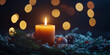 © Holly Berridge - Christmas candle burning brightly in the darkness, surrounded by soft bokeh lights. This scene evokes an atmosphere of tranquility and reflection, perfect for the peaceful essence of the Xmas