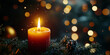 © Holly Berridge - Christmas candle burning brightly in the darkness, surrounded by soft bokeh lights. This scene evokes an atmosphere of tranquility and reflection, perfect for the peaceful essence of the Xmas