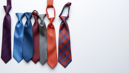 Collection of Colorful Ties on White Background