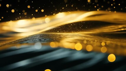 Wall Mural - Golden light shines on rippling water with a dark, mysterious background
