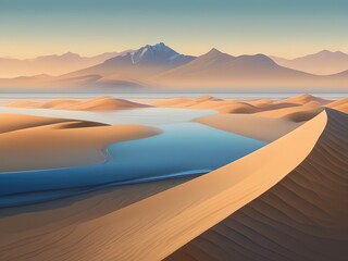 An illustration of smooth flowing dunes with calm environment