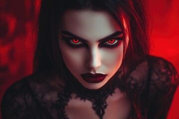 Female Vampire - Unleashing Frightening Cruelty with a Devilish Red Glare