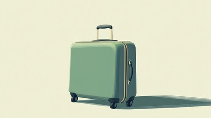Poster - The suitcase stands prominently with sharp lines, evoking a sense of travel and adventure in a simple, calm setting. Generative AI