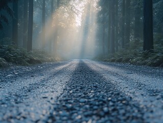Wall Mural - majestic forest sunset road