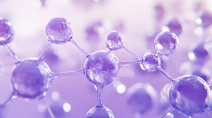 Wall Mural - close-up of a purple molecular structure with iridescent spheres