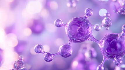 Wall Mural - abstract purple molecule with iridescent surface and blurred background
