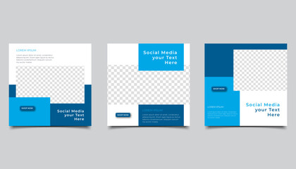 Wall Mural - set of editable minimal square banner template. suitable for social media post and web internet ads.