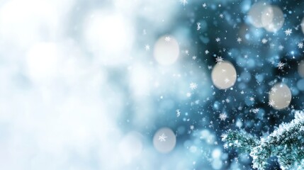 Wall Mural - Winter wonderland: scenic snowfall over tranquil landscape for seasonal designs