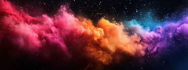 Wall Mural - A vibrant cosmic dust cloud made of countless tiny particles,