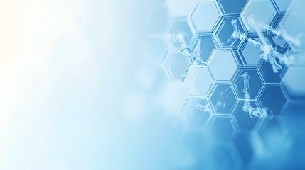 Wall Mural - abstract blue hexagon pattern with glowing edges