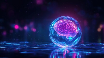 Wall Mural - Futuristic Brain in Glowing Sphere