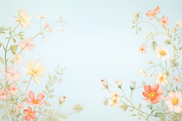 Wall Mural - Painting of autumn flowers border backgrounds pattern plant.