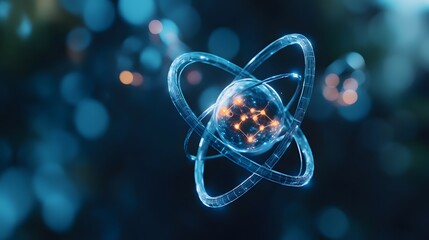 Wall Mural - abstract atomic structure with glowing orbits and nucleus