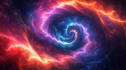 Wall Mural - A spiral of bright colors in a dark background