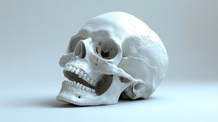 Canvas Print - A white skull is shown in a white background