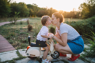 Mom and toddler joyful day