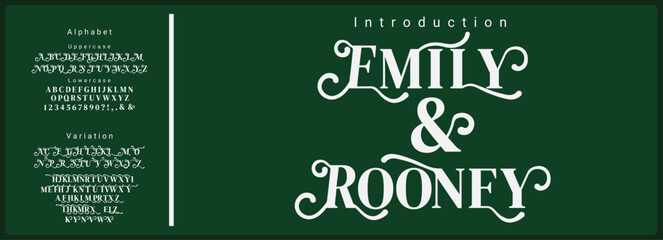 Wall Mural - luxury serif vector font. alphabet serif font with uppercase, lowercase, number, variation, ligature