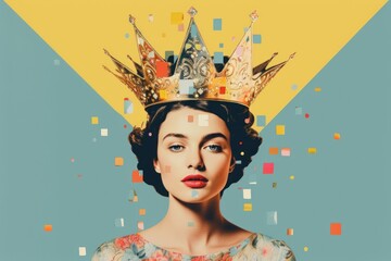 Poster - Gold crown portrait accessories photography.