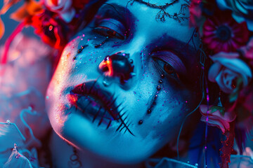 Wall Mural - ai generated picture of a mysterious character on halloween party celebration