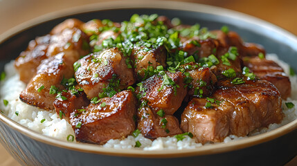 Wall Mural - Pork leg rice,Steamed rice with braised pork leg, ready to eat