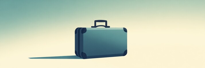 Aufkleber - A clean-lined suitcase stands prominently on a smooth surface, bathed in soft light, highlighting its minimalist design and features. Generative AI