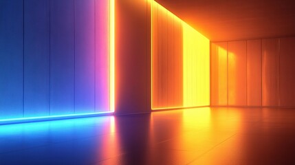 Poster - Colorful Neon Lights in Modern Interior Space