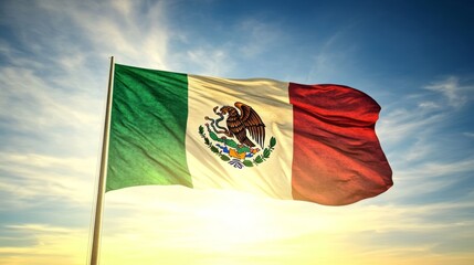 Waving mexican flag, a symbol of national pride and heritage,flag of the republic