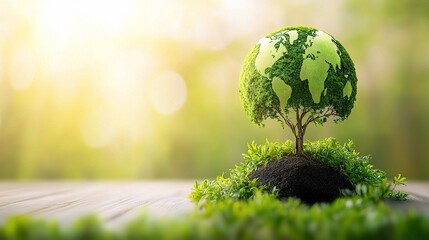 Poster - Green Earth Symbolism with Growing Tree and Moss