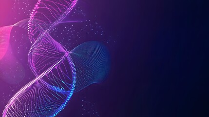 Wall Mural - abstract 3d representation of a double helix dna strand with glowing lines and dots