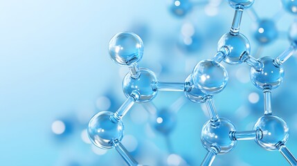 Wall Mural - close-up of a crystalline molecular structure against a blue background