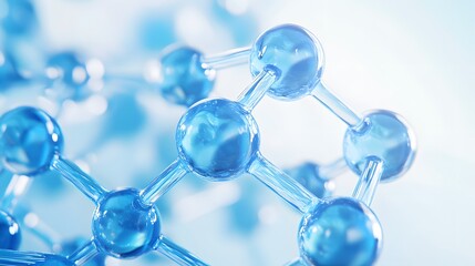 Wall Mural - abstract representation of a molecular structure with blue spheres and bonds