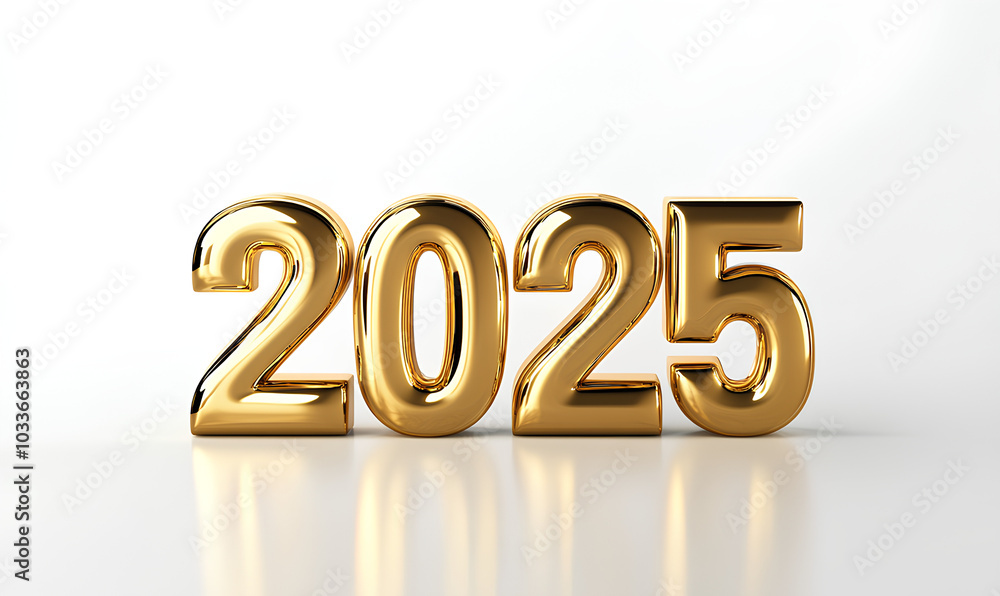 The year is 2025 and it is written in gold letters. The letters are ...