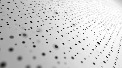 Aufkleber - A series of black dots, varying in size, create a dynamic pattern across a smooth white surface, highlighting an interesting abstract design in a minimalist style.