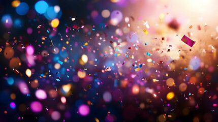 Wall Mural - celebration with vibrant confetti flying, creating a blurred party background full of energy -
