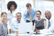 © STEEXBuyout/peopleimages.com - Collaboration, laptop and portrait of business people in boardroom of office together for management. Corporate, diversity and meeting with man and woman employee group in workplace for seminar