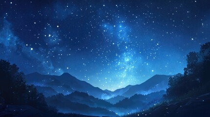 Wall Mural - beautiful starry sky milkyway at night in the mountains