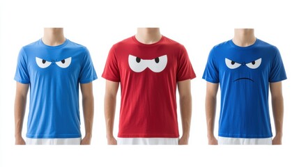 Colorful T-shirts with Cartoon Face Designs