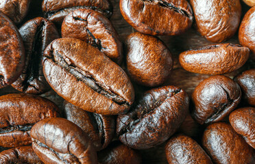 Wall Mural - Coffee bean roasted background, Close-up of fresh roasted coffee bean, Wallpapers of  roasted coffee bean