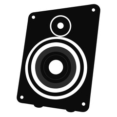 Black Loudspeaker or audio speaker icon design element suitable for website, print design on white background