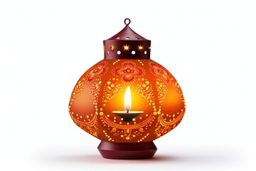 Sticker - Lantern candle lamp white background.