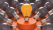 © Stock Photo Memory - One shining bright idea amongst many dim ones.  Innovation and brilliance stand out.