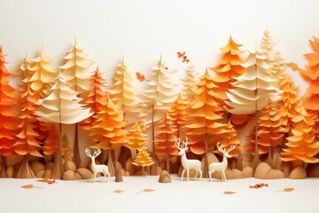 Sticker - Forest plant paper art.