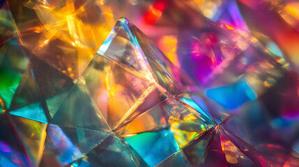 Wall Mural - a vivid close-up of crystal prisms dispersing light into a spectrum of colors.
