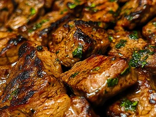 Wall Mural - a close up of a bunch of meat on a grill