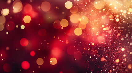 Wall Mural - The lively interplay of red and gold bokeh lights establishes a festive ambiance.