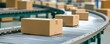 © chayantorn - A conveyor belt transports cardboard boxes in a warehouse, illustrating modern logistics and package handling.