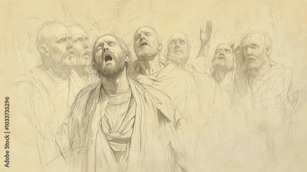 Dramatic Depiction of the Raising of Lazarus from the Dead as Described ...